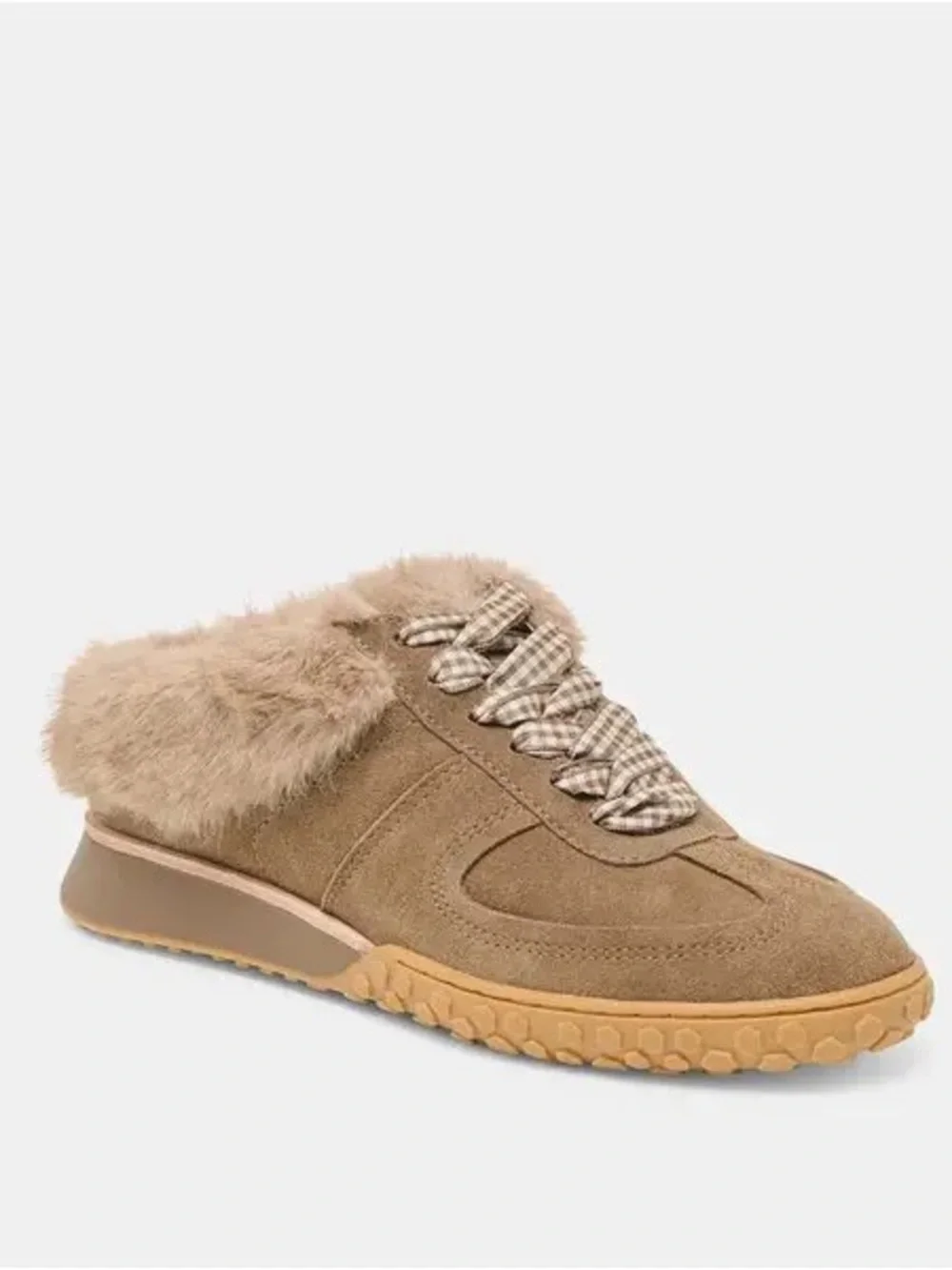 Dolce Vita Izzy Plush Suede Faux Fur Sneakers Tan Size 9 NWT